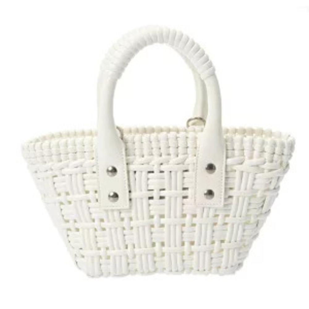 Balenciaga BISTRO XXS White Enamel Faux Calfskin Handbag